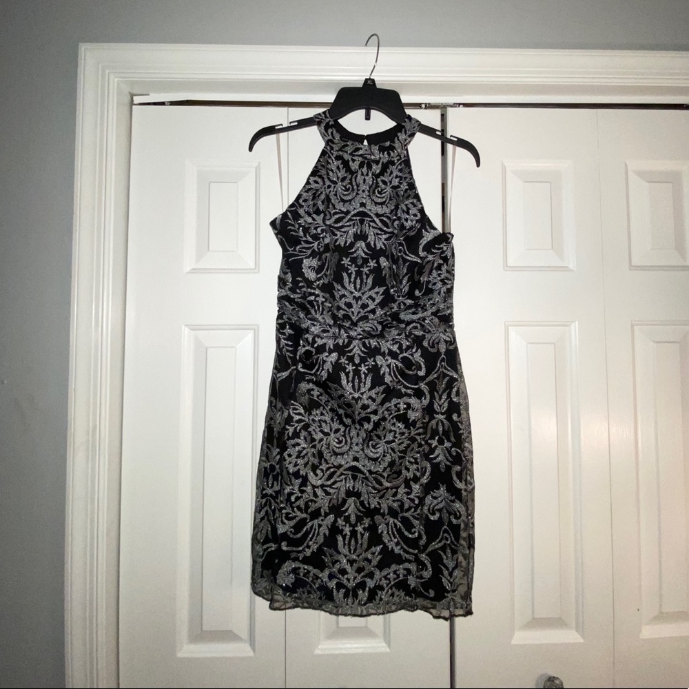 Emerald Sundae Black and Silver Holiday Dress